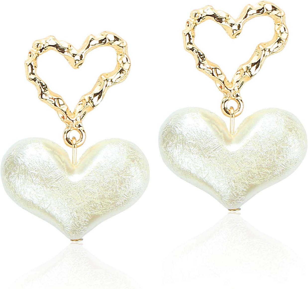 Heart Drop Earrings for Women, White Big Love Earring Jewelry Gift for Her, Mom and Friends + Gift Box For Free