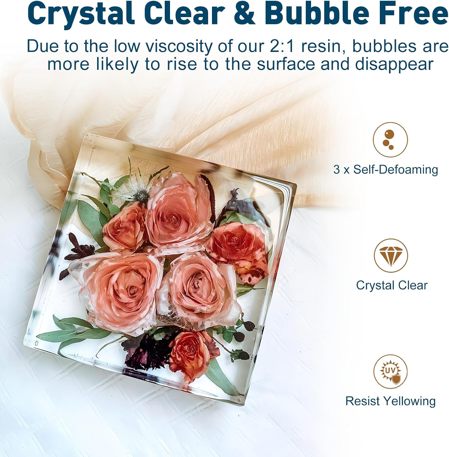 Teexpert Deep Pour Epoxy Resin, 51oz Epoxy Resin Kit for 2-4" Pour Depths, Crystal Clear & High Gloss, Bubble-Free Casting Resin for Flower Preservation, River Tables and Mold Crafts - 2:1 Mix Ratio