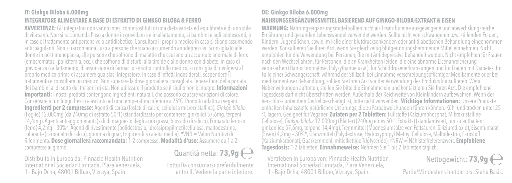 Ginkgo Biloba 6000 mg - 360 Compresse - Adatto ai Vegani – 6 mesi di scorta –SimplySupplements