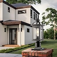 Vista 2 de Darkaway Luces de poste para exteriores, postes de iluminación al aire libre, luces de poste de aluminio impermeables con vidrio, luces de poste