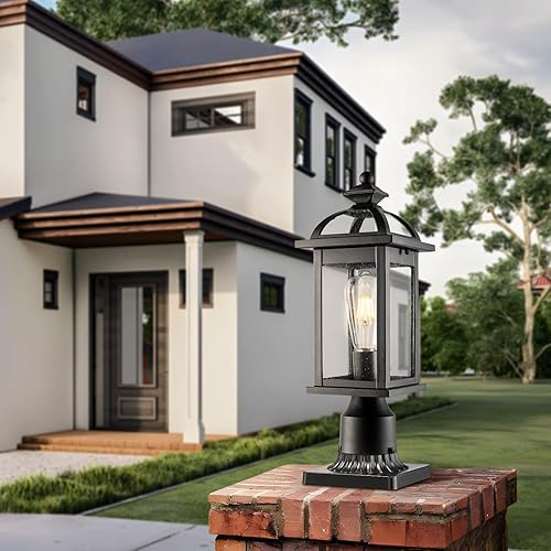 Miniatura 2 de Darkaway Luces de poste para exteriores, postes de iluminación al aire libre, luces de poste de aluminio impermeables con vidrio, luces de poste de