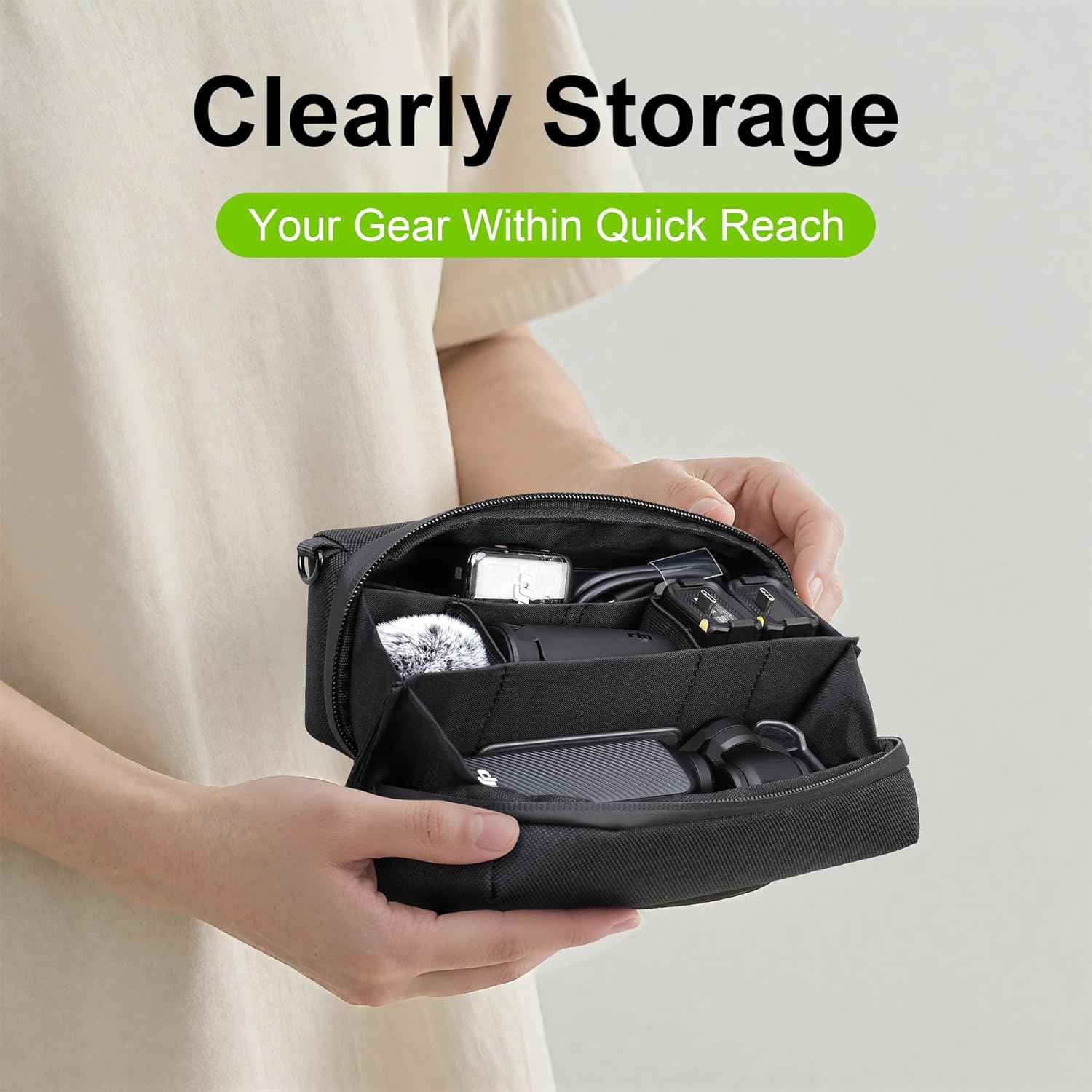 Lacdo Carrying Case for DJI Osmo Pocket 3, Carrying Bag for DJI Osmo Pocket 3 Creator Combo Accessories, Portable Travel Storage Bag Osmo Pocket 3 Case, All in One Carry Bag with Shoulder Strap, Black - Image 5