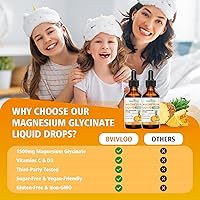 Vista 7 de Líquido de glicinato de magnesio, gotas líquidas de magnesio de alta absorción con fibra de celulosa, bromelina, vitaminas B6 C D y zinc, suplemento