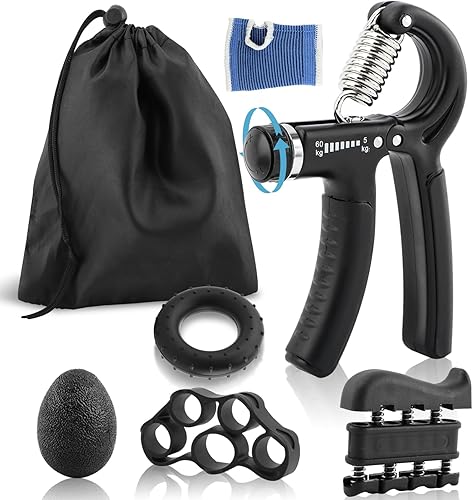 Miniatura 3 de Kit de entrenamiento de fuerza de agarre, 5 fortalecedores de agarre de mano ajustables con bolsa de almacenamiento y guante, fortalecedor de