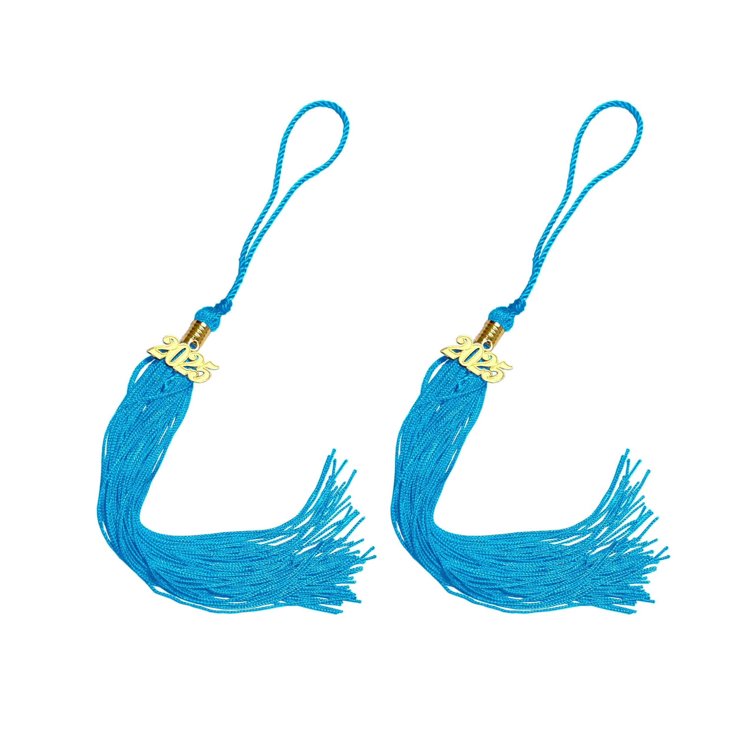 Photo 1 of 2Pcs Graduation Tassels with 2025 Gold Charm for 2025 Graduation Ceremonies Accessories (Turquoise)