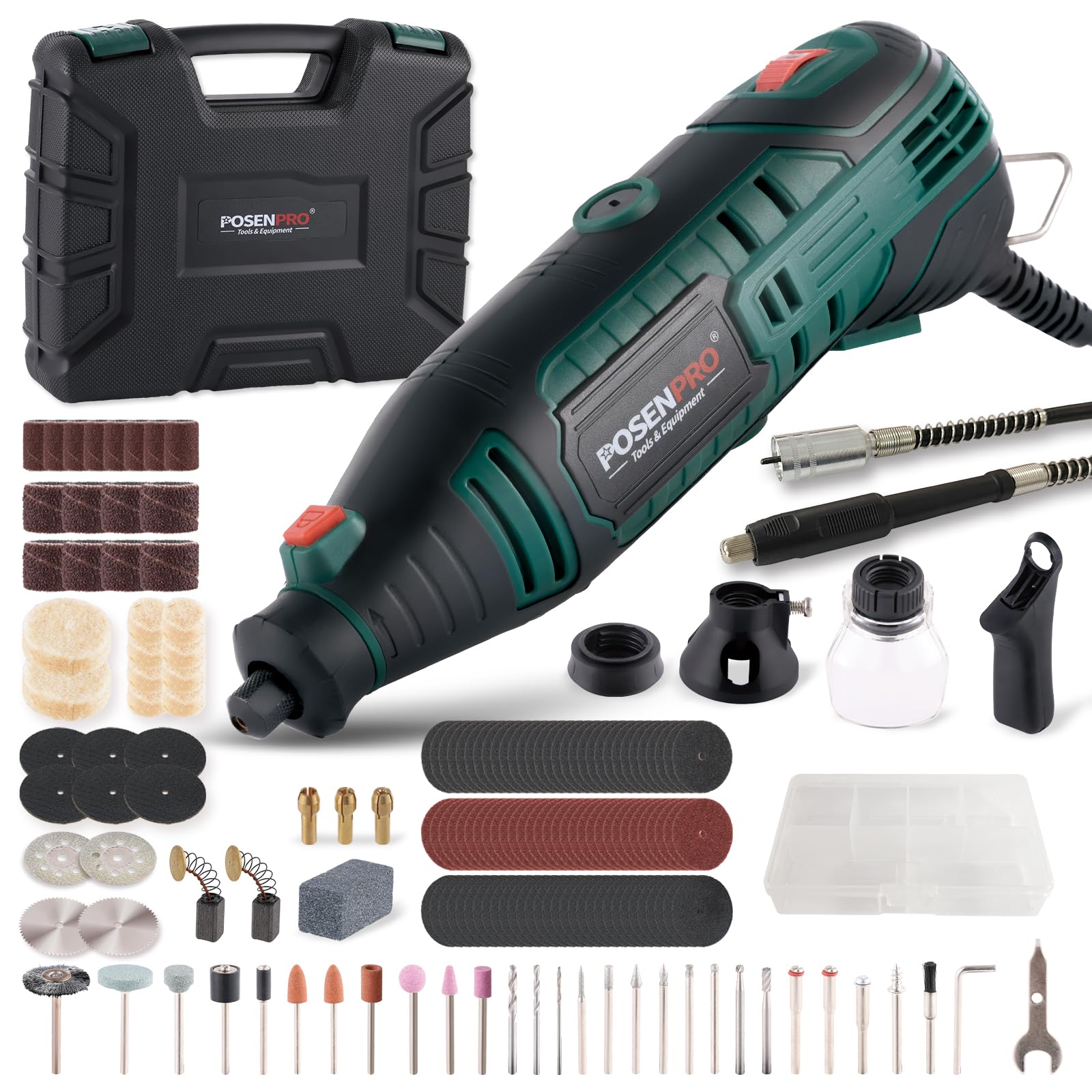 POSENPRO 160W Rotary Tool Kit, Variable Speed Rotary Tool with Flex Shaft