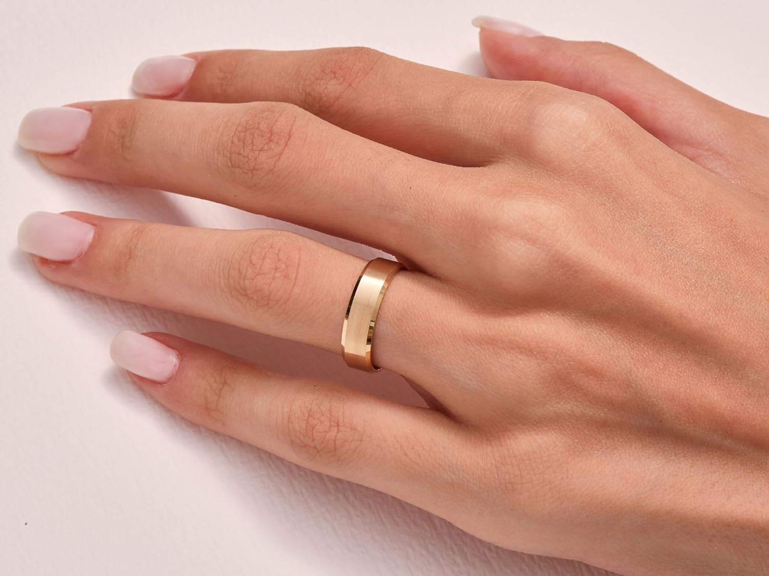 10k/14k/18k Gold Wedding Band for Men Flat Matte Brushed Wedding Ring Comfort Fit for Men Women Personalized Solid Gold Engagement Ring 2/4/6/8mm Size 4-15