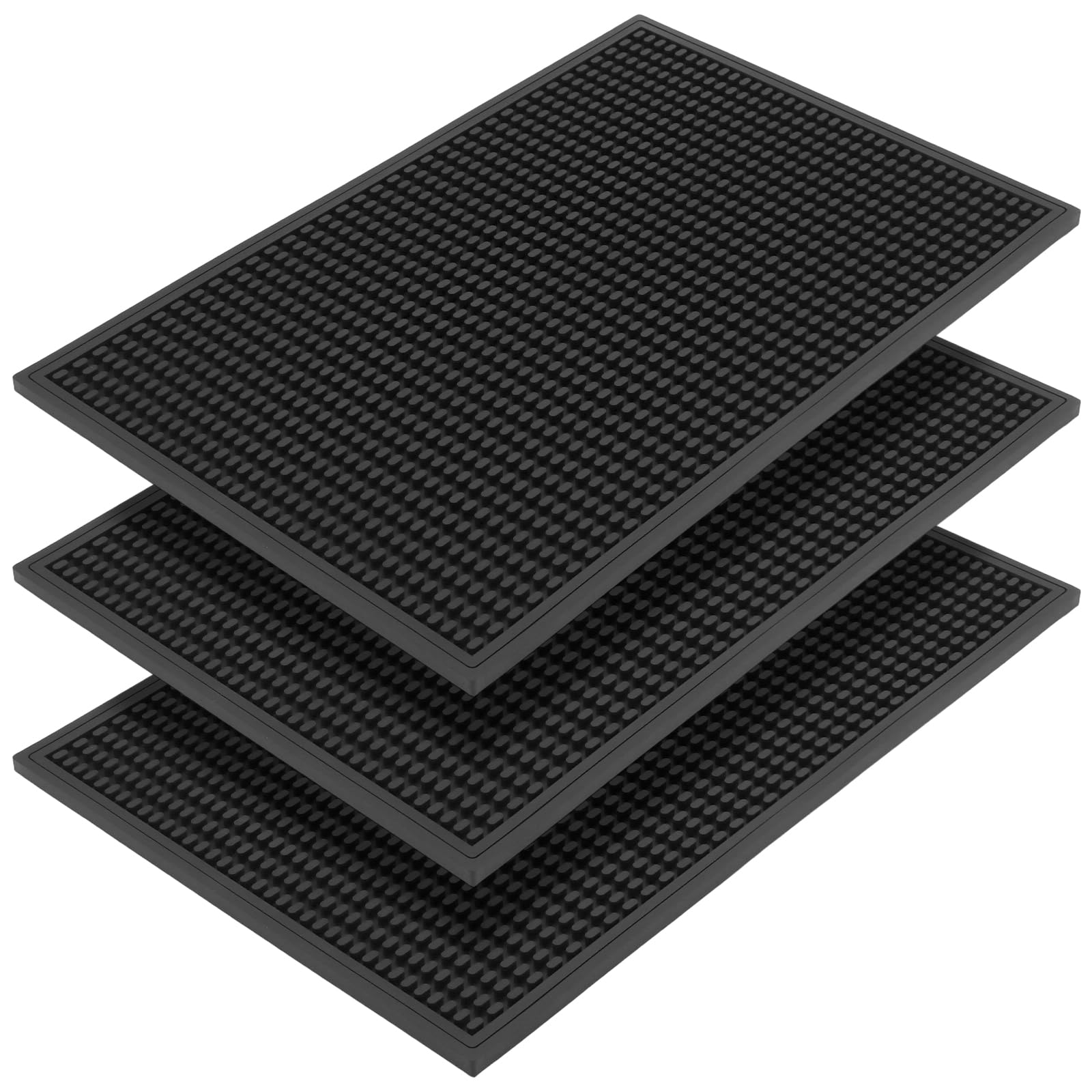 CHEUNGR 3 PCS 45 x 30 cm Bar Mat, Anti-Slip Bar Service Mat, Black PVC Drying Mats for Home Bars, Kitchen, Restaurant, Coffee Shops, Bars﻿