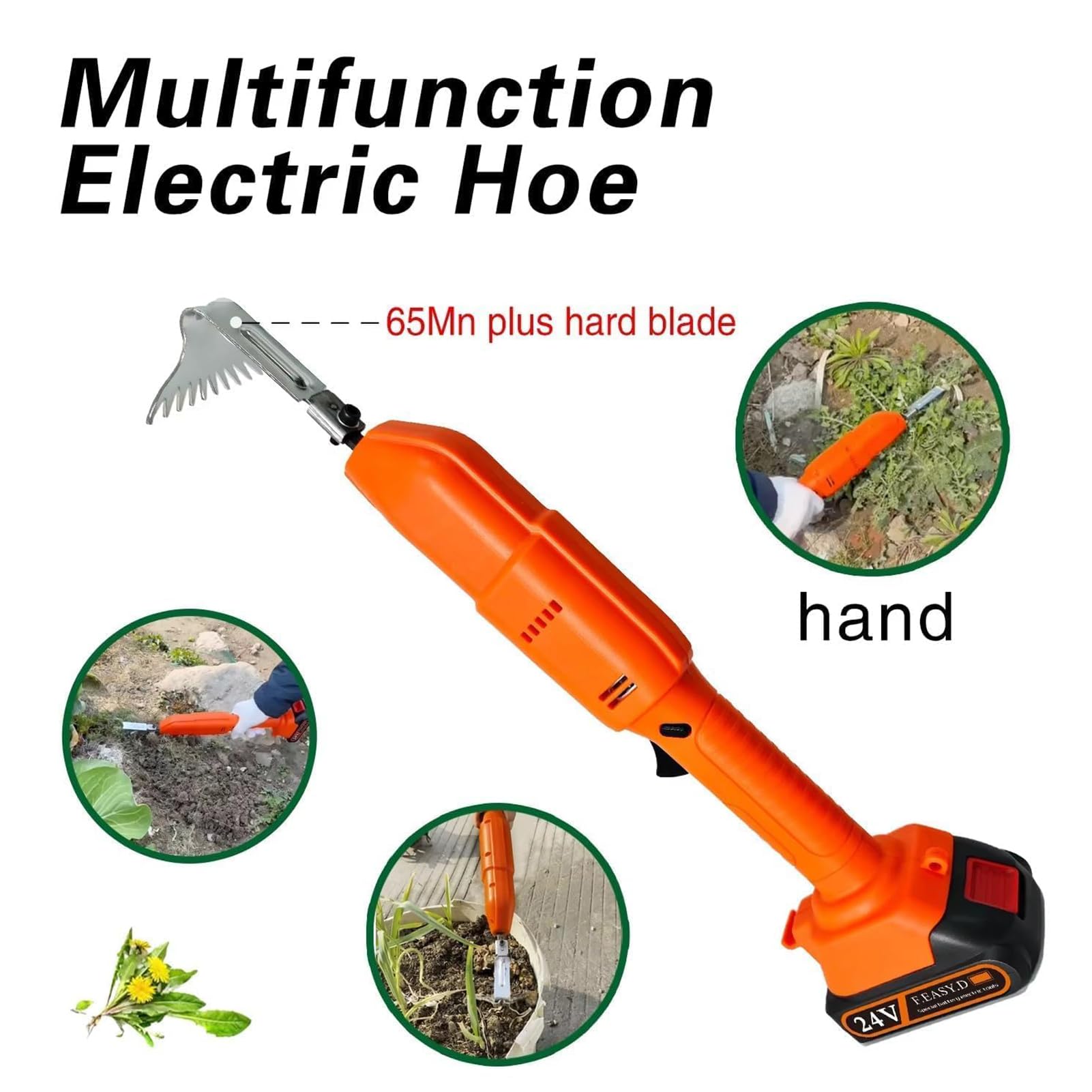 Binette électrique sans fil 2 en 1 avec perche télescopique, outil de désherbage et de désherbage, comprend 2 batteries rechargeables de 1,5 Ah pour un jardinage facile