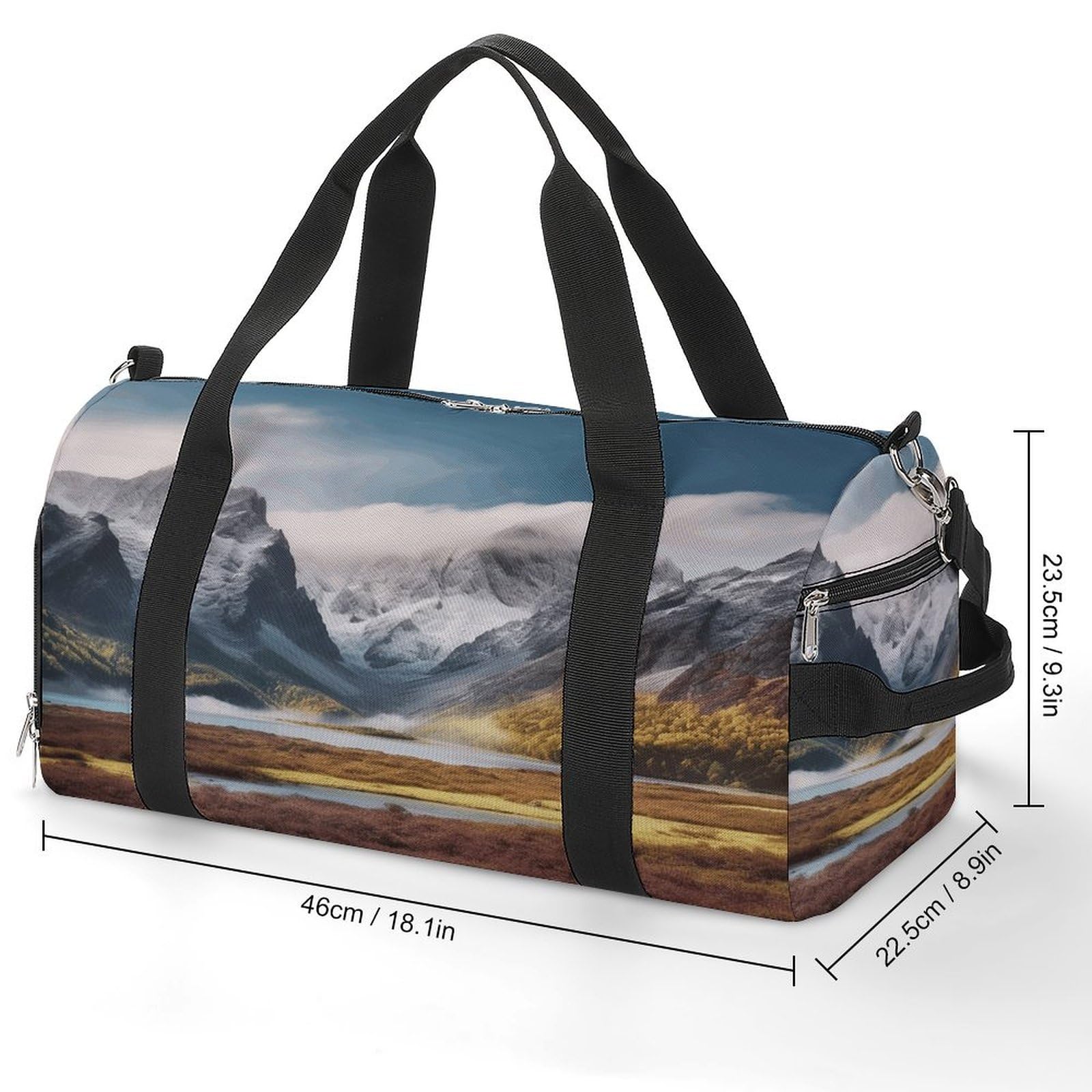 Turnbeutel für Damen und Herren, Reisen, Berglandschaft, Druck, Turnbeutel, wiederverwendbar, Turnbeutel mit Schuhfach, Stil, Einheitsgröße, modern, Stil:, Einheitsgröße, Modern