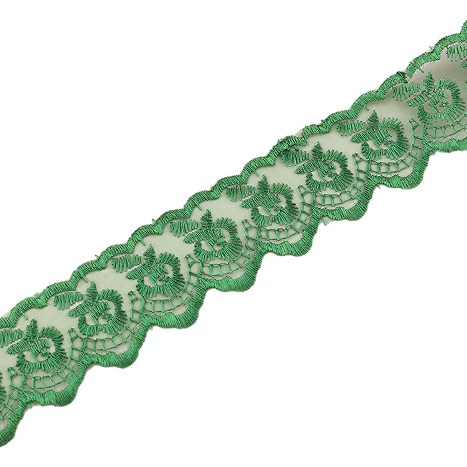 10yards Lace Edge Trim Ribbon, Floral Lace Ribbon Embroidered Applique Lace Trimming Fabric for Sewing, Clothing, Dress(Green/10yards)