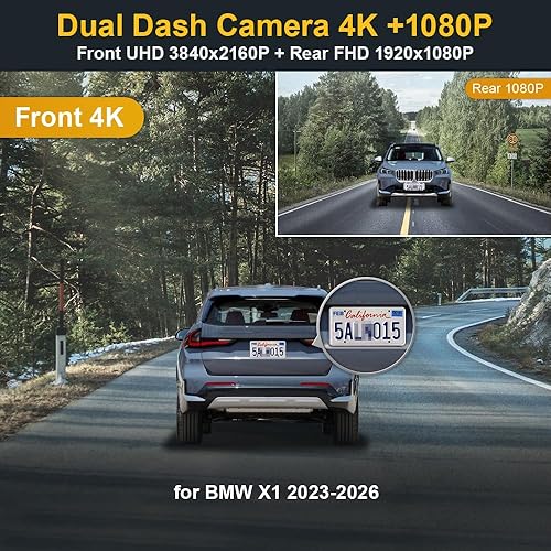 Miniatura 2 de Fitcamx Adaptación de la cámara de tablero delantera 2160P+trasera 1080P para BMW X1 2023-2025 M35i Xdrive28i (U11), aspecto OEM integrado, video HD
