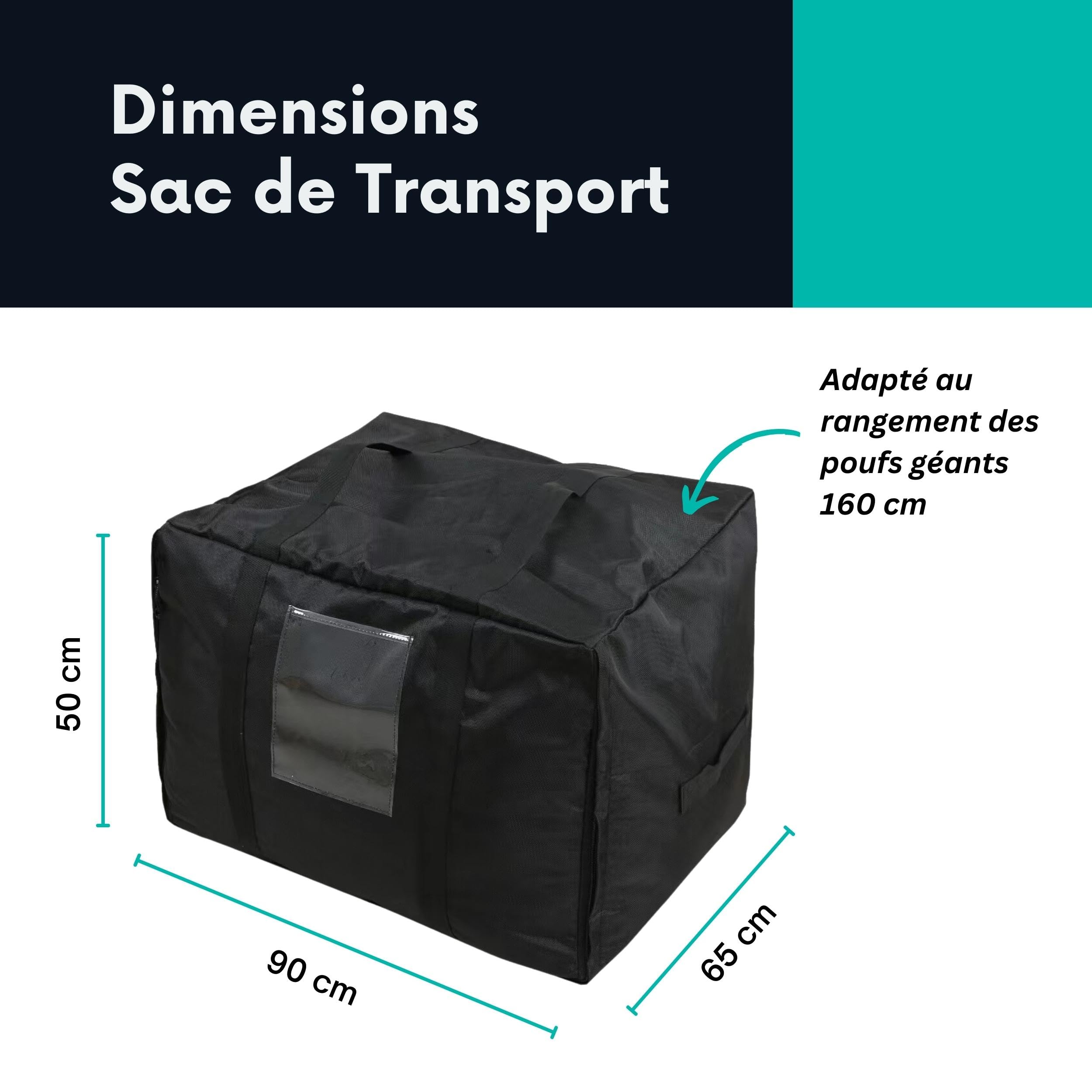 bananair Sac de Rangement sous Vide XXL + Grand Sac de Rangement et Transport - Résistant et Pratique pour Ranger Votre Gros Pouf XXL de 160 cm