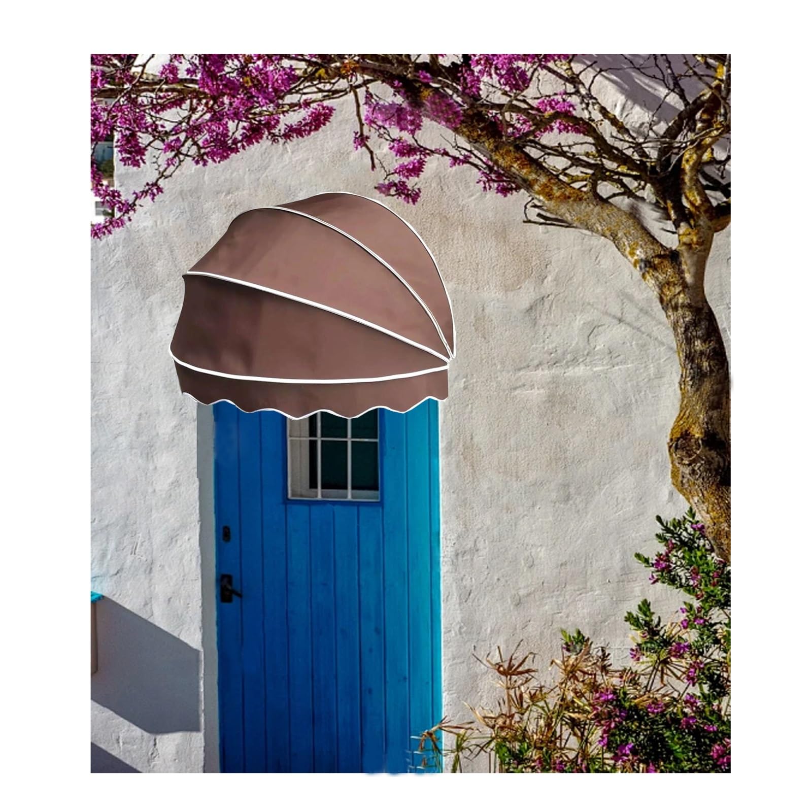 Toldo curvado francés para ventana lona anti UV plegable de 95 cm