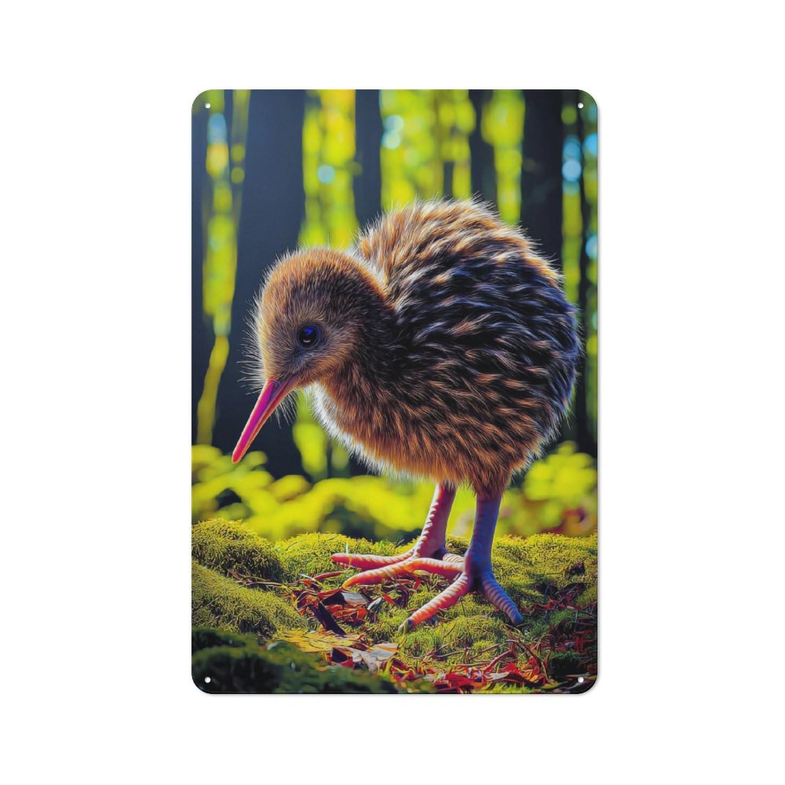 Nostalgic Kiwi Chick in Forest Metal Wall Sign 30x20cm, Classic Pub Decor for Bar, Kitchen, Garage Or Games Room