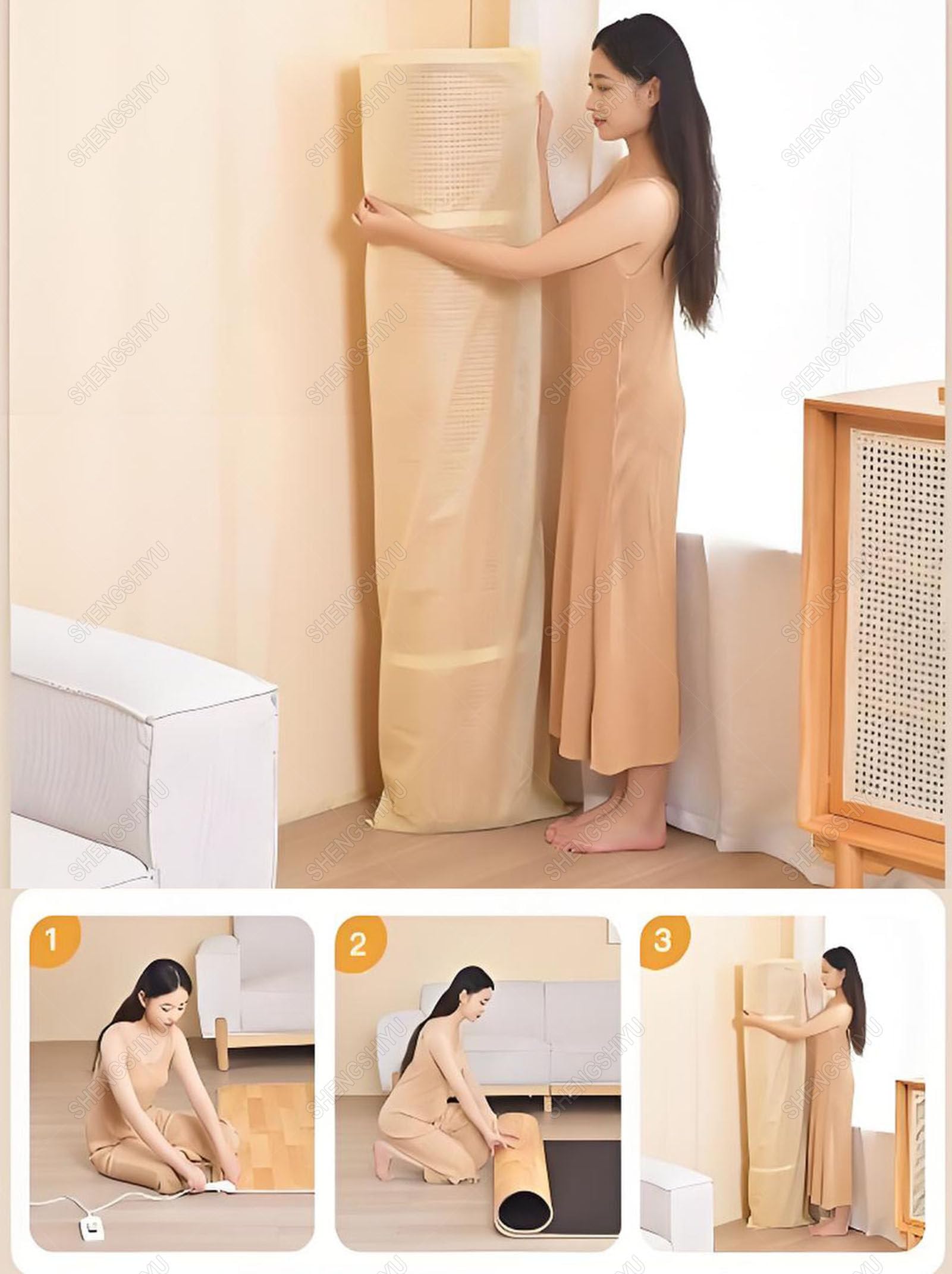 Tappeti Riscaldati,Tappetino Riscaldante,Calore Circolante,Temperatura Regolabile,Riscaldamento Elettrico a Pavimento,Crea Uno Spazio Caldo per la Famiglia in Inverno 50×150cm