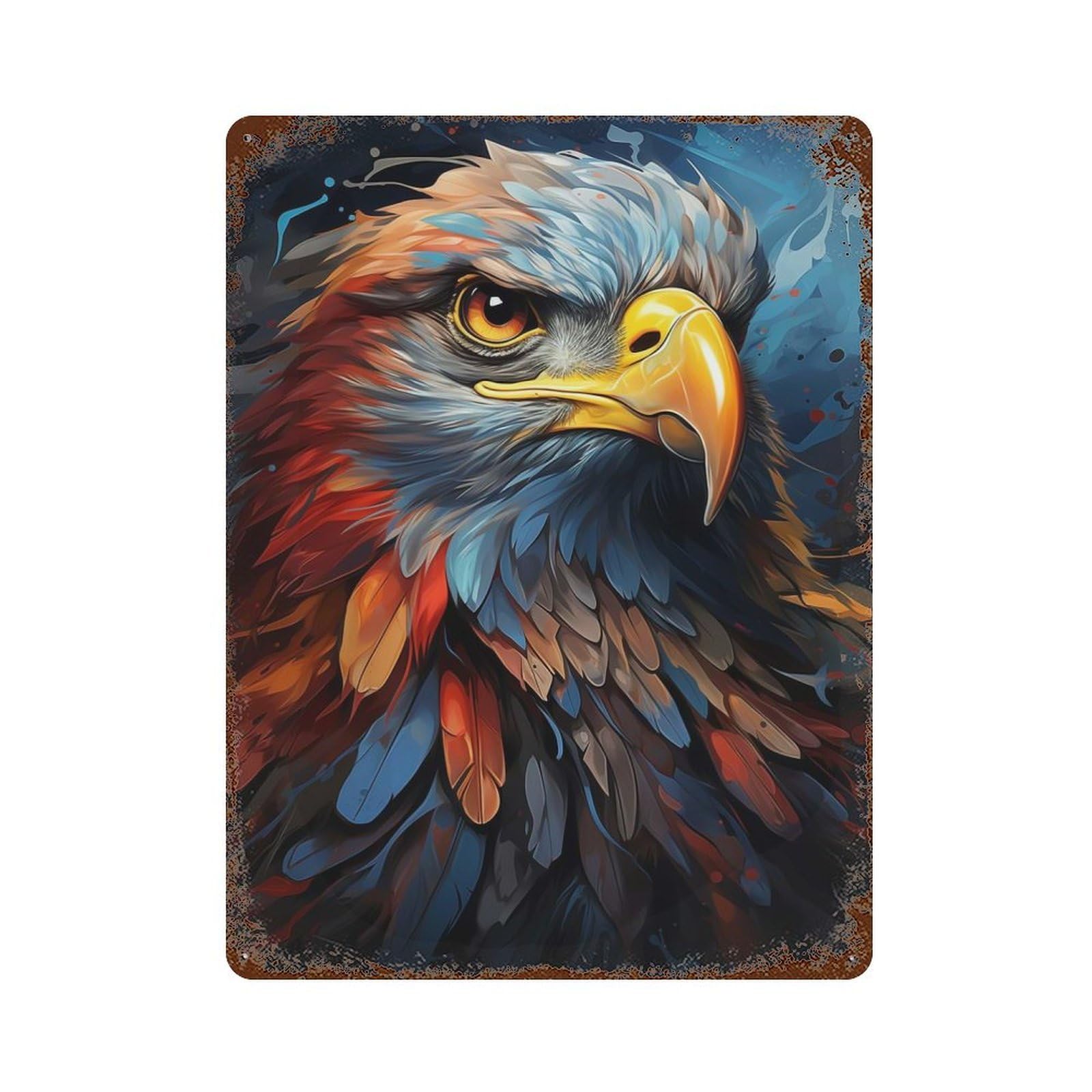 Majestic Eagle Portret Aged Metal Wall Plaque 15.7"x11.8", for Pub, Kitchen And Man Cave Decor, Decorative Metal Wall Art