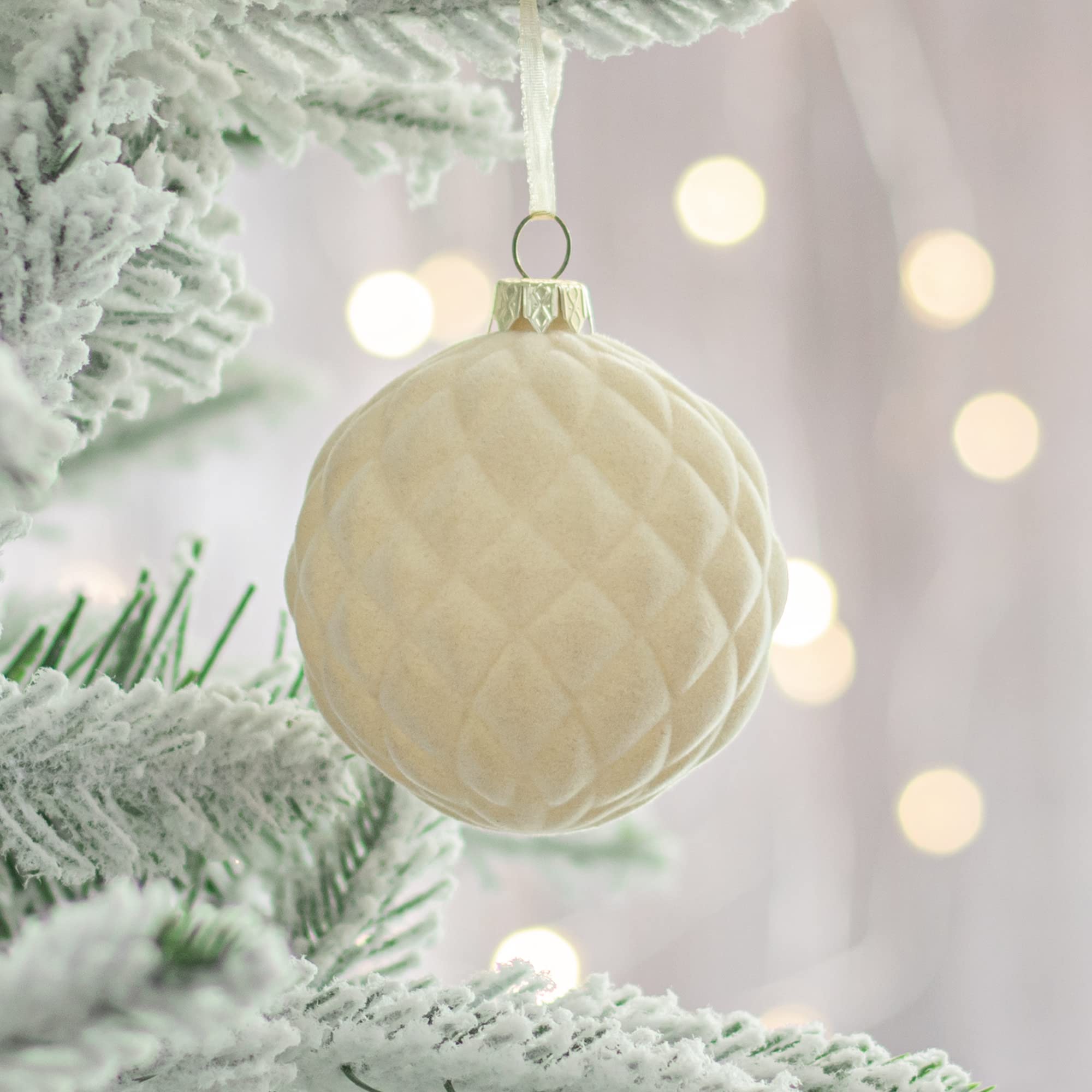 White textured christmas ornaments Clearance