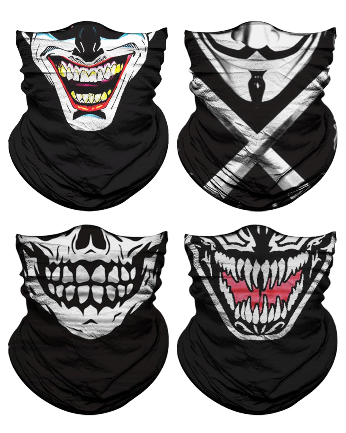 4Pack Neck Gaiter for Men Women Face Cover Mask Head Wrap Balaclava Headwear Bandana Headband Magic Scarf