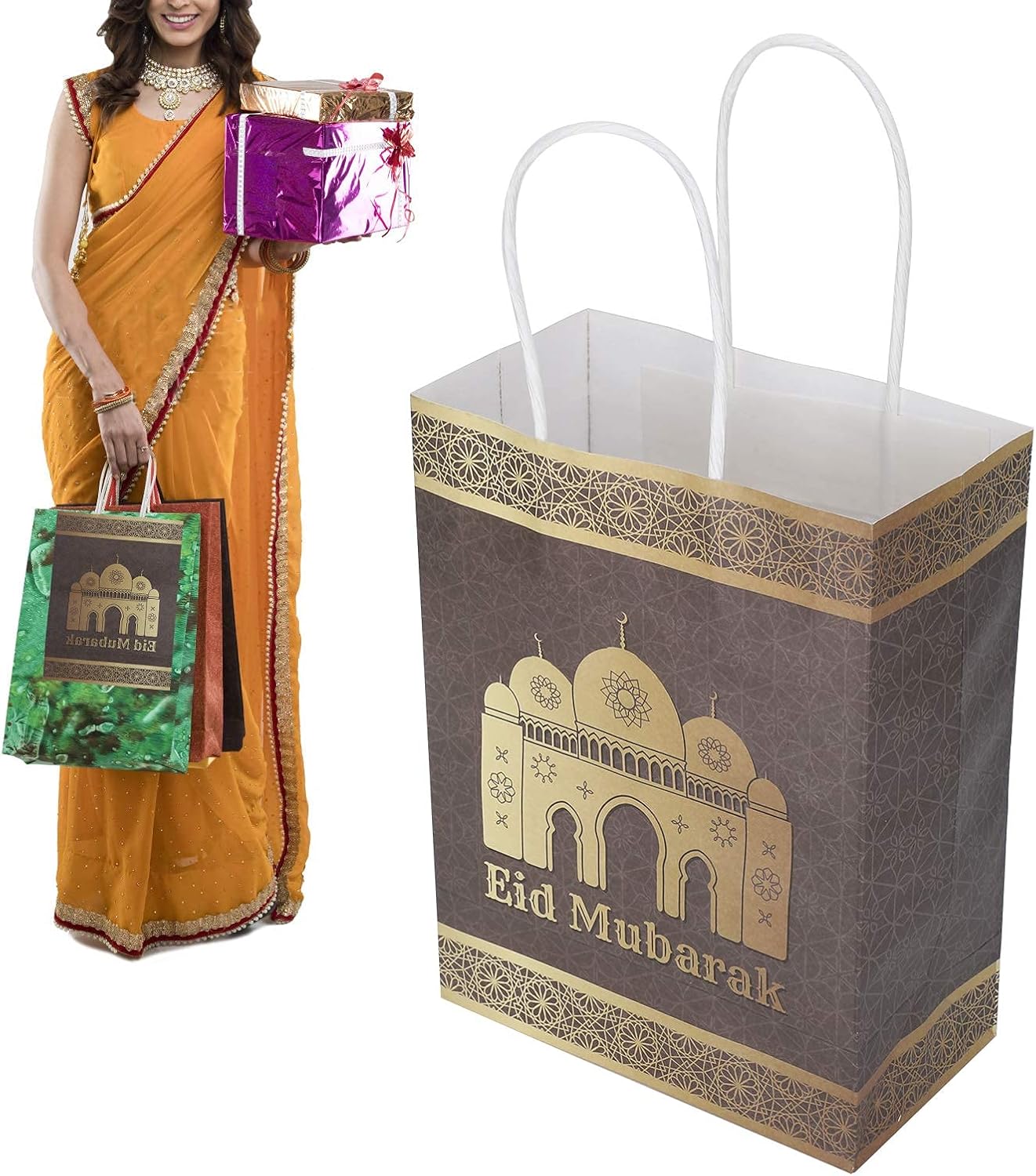 Topiky 12 Pcs Eid Mubarak Bags, Multi-functional Goodie Candy Treat Bags, Muslim Ramadan Gift Bags Treat Boxes - Image 5