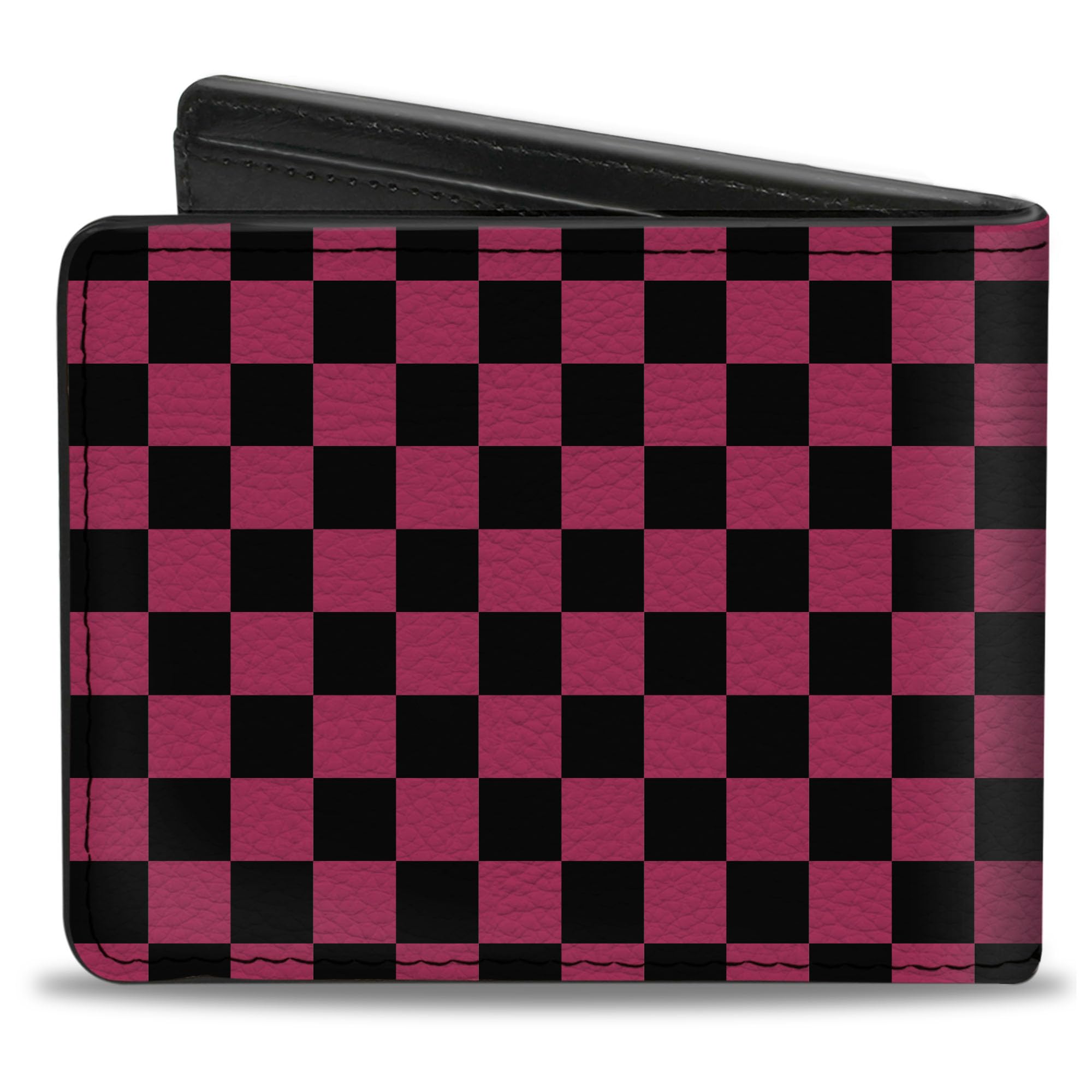 Buckle-Down Men's Wallet, Bifold, Checker Black Honeysuckle Red, Vegan Leather, Multi, 4.0