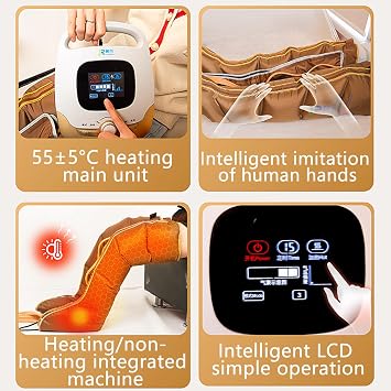 Lipedema Legs Treatment Massager, Leg Compressions Massager with Five Massage Modes, Electric Leg Air Compression Massager With Heating Function, for Relax Muscle (2 Legs + 2 Arms + 1 Waist)