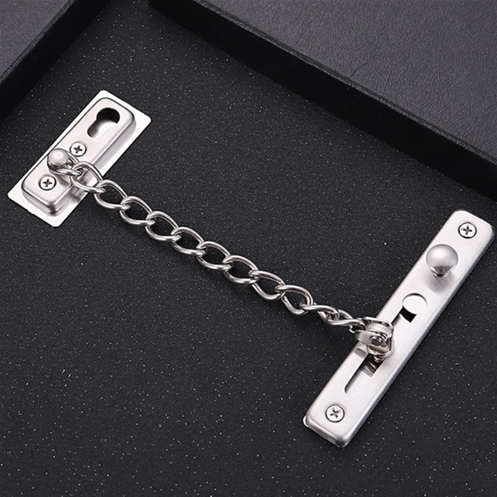 Cadena de seguridad para puertas de acero inoxidab Cerradura de seguridad cadena for puerta, acero inoxidable, pestillo protección negro, ventilación
