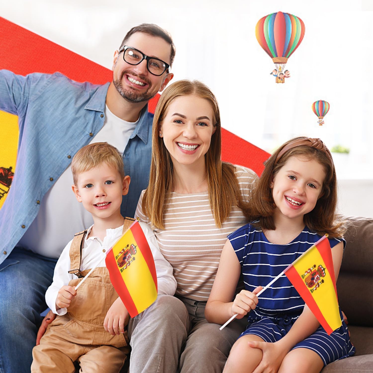 16 Piezas Bandera de Mano España, Palo con Bandera Pequeña de 30 cm – Ideal para Mundial, Eurocopa, Eventos Deportivos, Celebraciones, Desfiles, Fiestas Nacionales y Animación