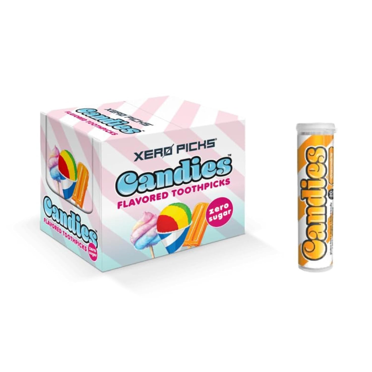 Xero Picks Flavored Toothpicks, Dreamsicle, 240 Picks, Pack of 12