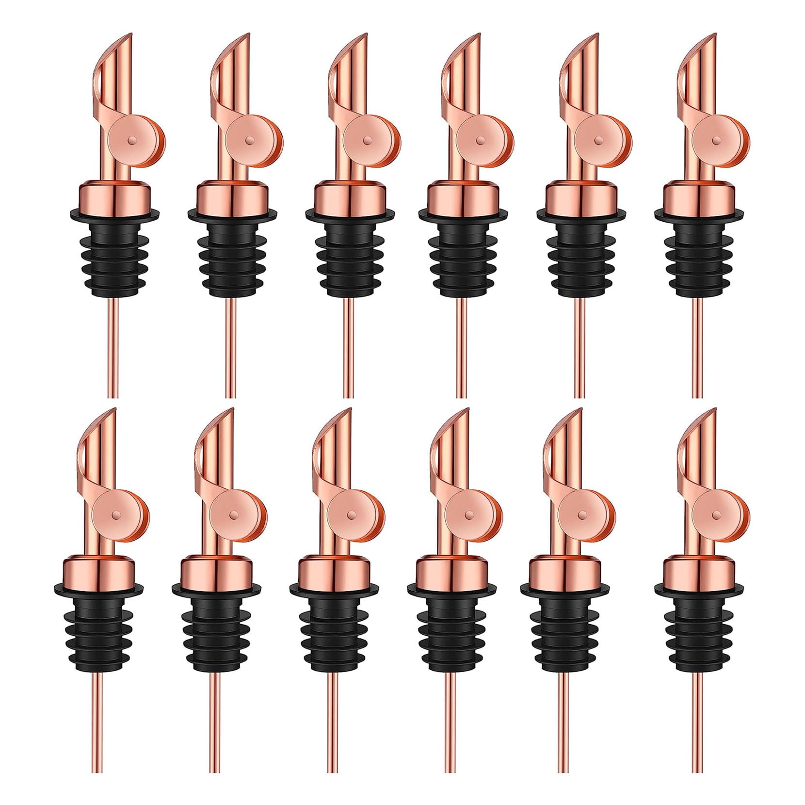 Pafuen 12 Pack Liquor Pour Spout, Oil Pourer, Olive Oil Pour Spout for Olive Oil Dispenser (Rose Gold)