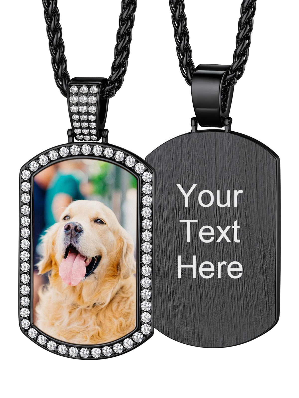 Custom4U Picture Necklace Personalized Photo Circle Chain for Men Women