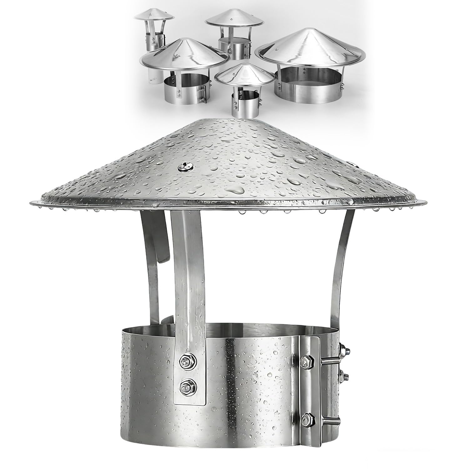 MYXJGNAIY Chimney Cap Rain 3Inch 5.5Inch 7.5Inch Adjustable Stainless Steel Chimney Cover 304 Stainless Steel, Round Rain Exterior Stove Pipe Topper for Fireplace Flue Lid(5.5in)