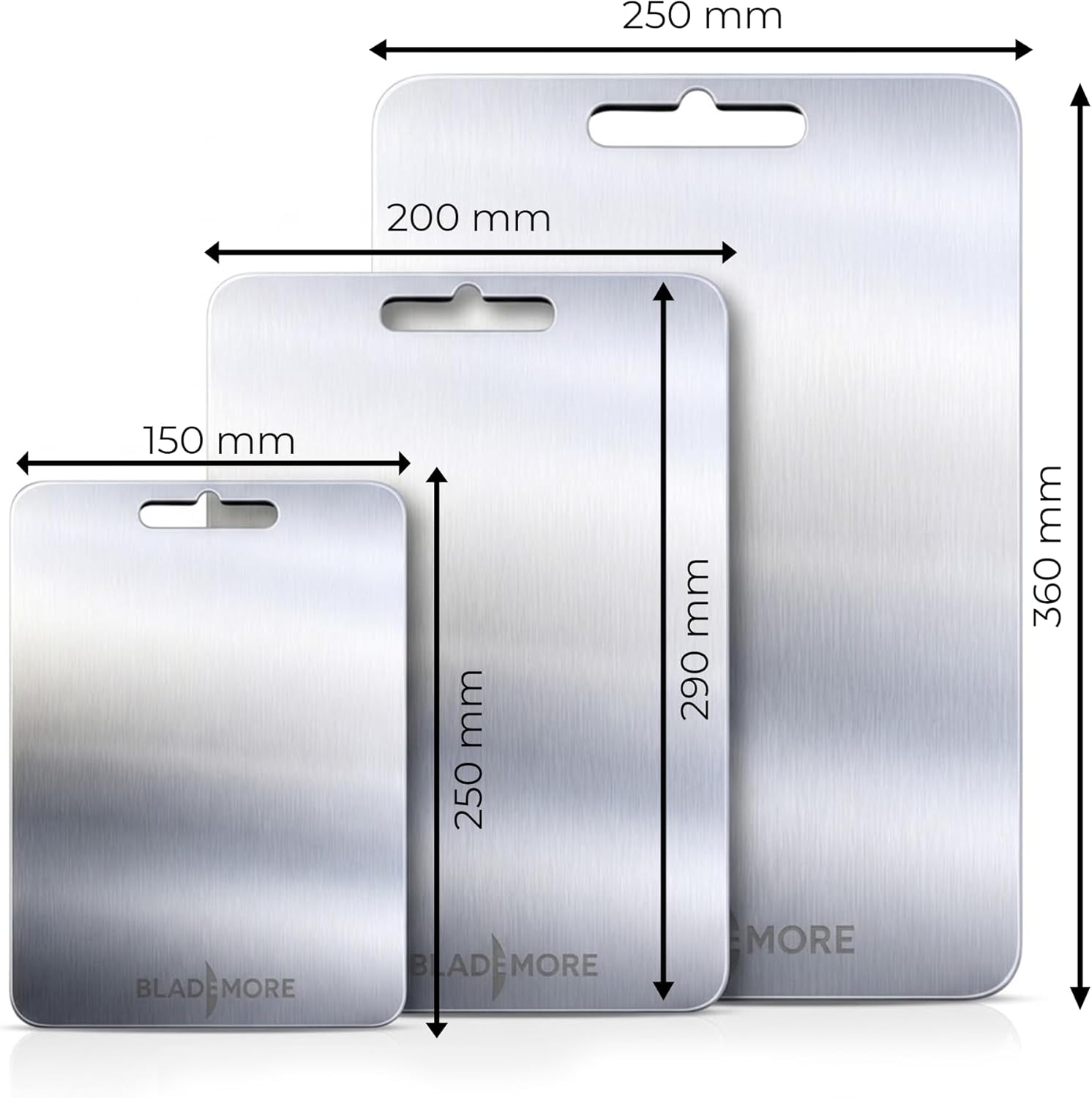 Titanium Cutting Board Set of 3, Double-Sided Food Grade Titanium Chopping Boards for Kitchen, Non-Toxic Metal Cutting Boards, Durable Rust-Resistant, Easy to Clean