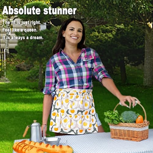 Miniatura 7 de Delantal de huevo, delantal de recolección de huevos para huevos frescos, regalo para mujeres y niños (8 bolsillos, huevo frito)