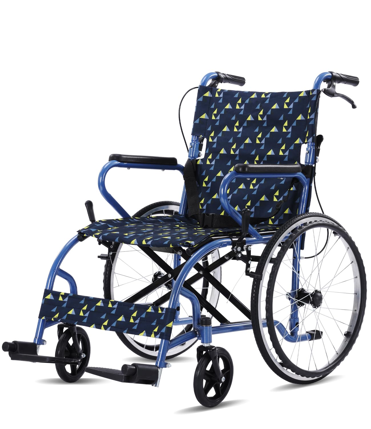 Fauteuil roulant pliable, léger, jusqu'à 120 kg, double frein, 12,5 kg, auto-propulsion, personnes âgées, roue arrière 50 cm anti-crevaison