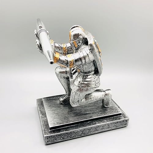 Miniatura 4 de Knight - Soporte para bolígrafo con escudo de soldado caballero, organizador de escritorio, soporte para lápices (hierro)