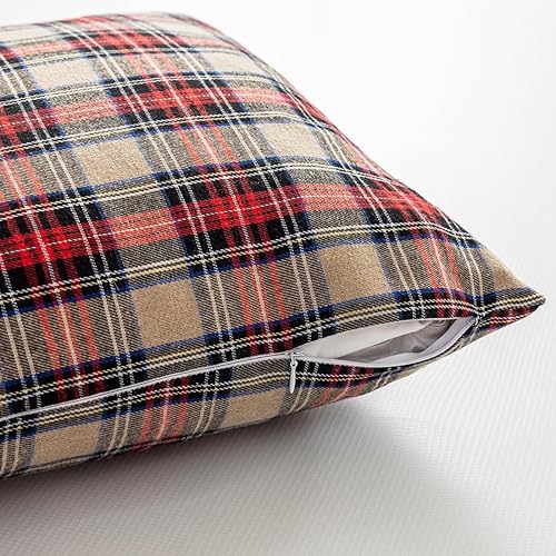 Miniatura 9 de Juego de 2 fundas de almohada de Navidad a cuadros rojos de 20 x 20 pulgadas, fundas de almohada de Navidad para sofá, decoración navideña para