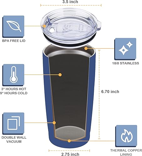 Miniatura 4 de CIVAGO - Vaso de acero inoxidable, con tapa y popote, 20 onzas, doble pared con aislamiento al vacío, taza de café reutilizable, recubrimiento de