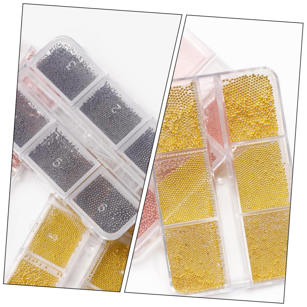 minkissy 2 Set Di Perline Per Unghie Da Ragazza Perline Per Unghie Da Donna Mini Per Decorazioni Artistiche Caviale Rotondo 4 Scatole * 2