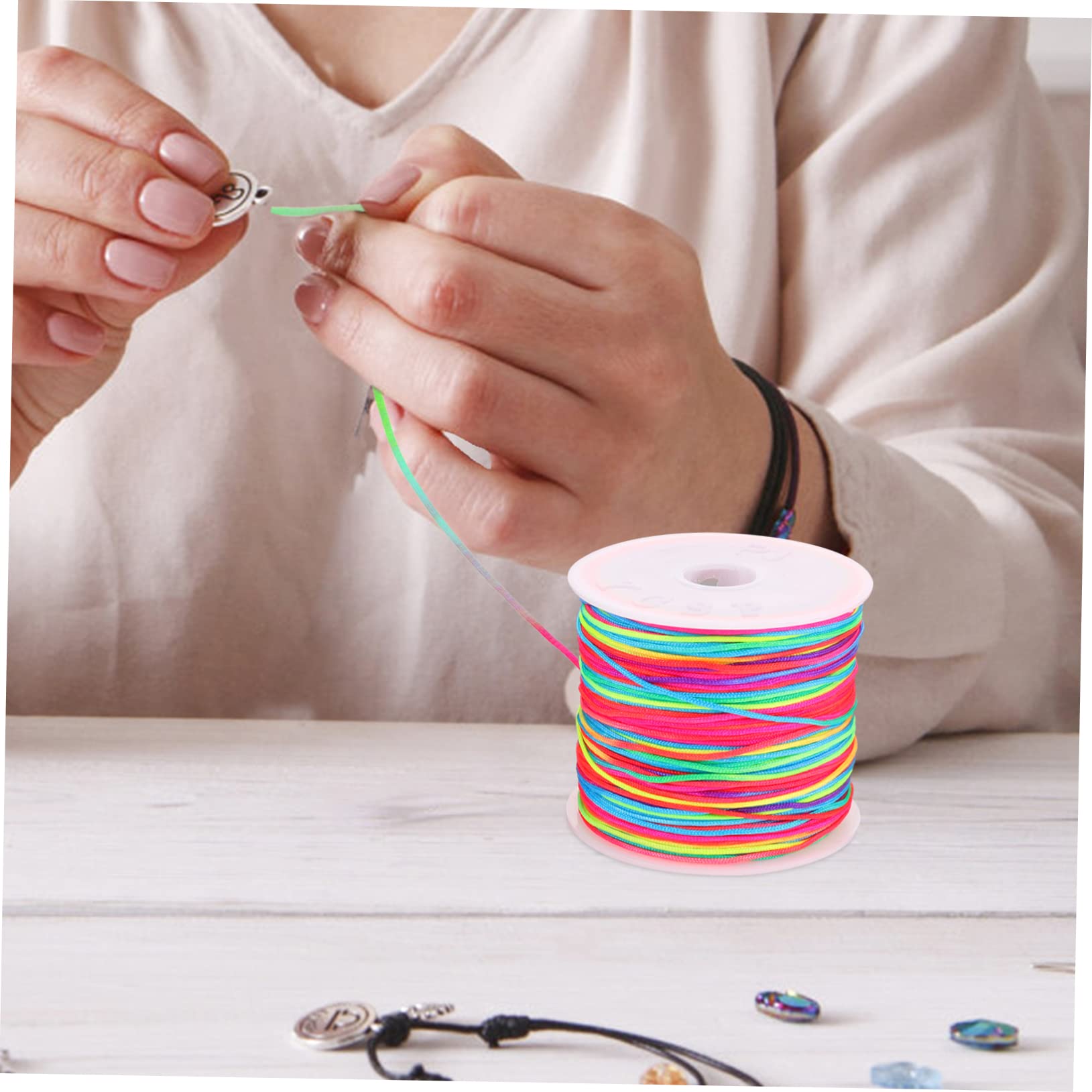 NUOBESTY 2 Sets Perlenschnur-Faden Zum Herstellen Geflochtener Schmuckschnur-Faden Für Die Herstellung Von Halsketten Armbändern Und Schmuck 6 Rollen * 2