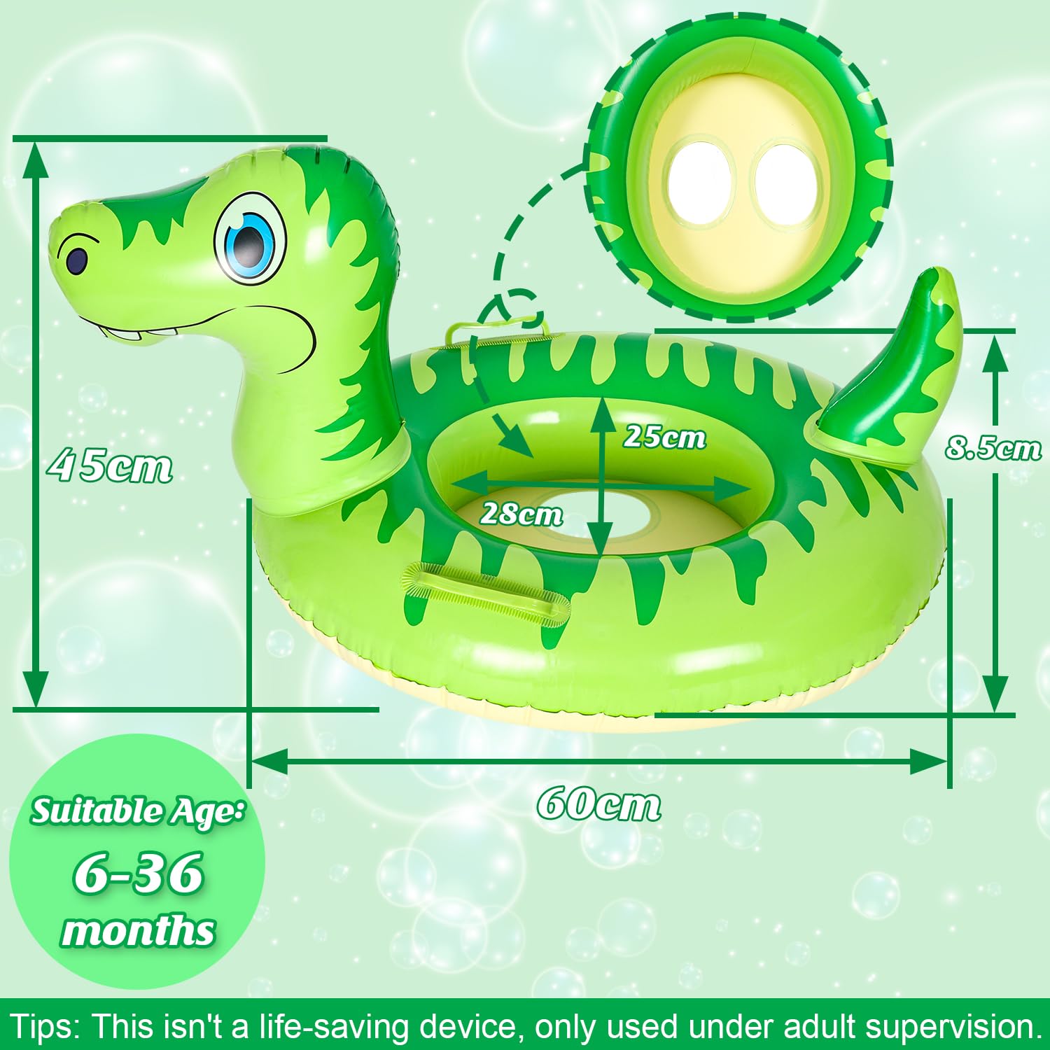 Dinosaurier Schwimmring Für Kinder 5-10 Jahre - 30-66 Cm PVC Schwimmreifen