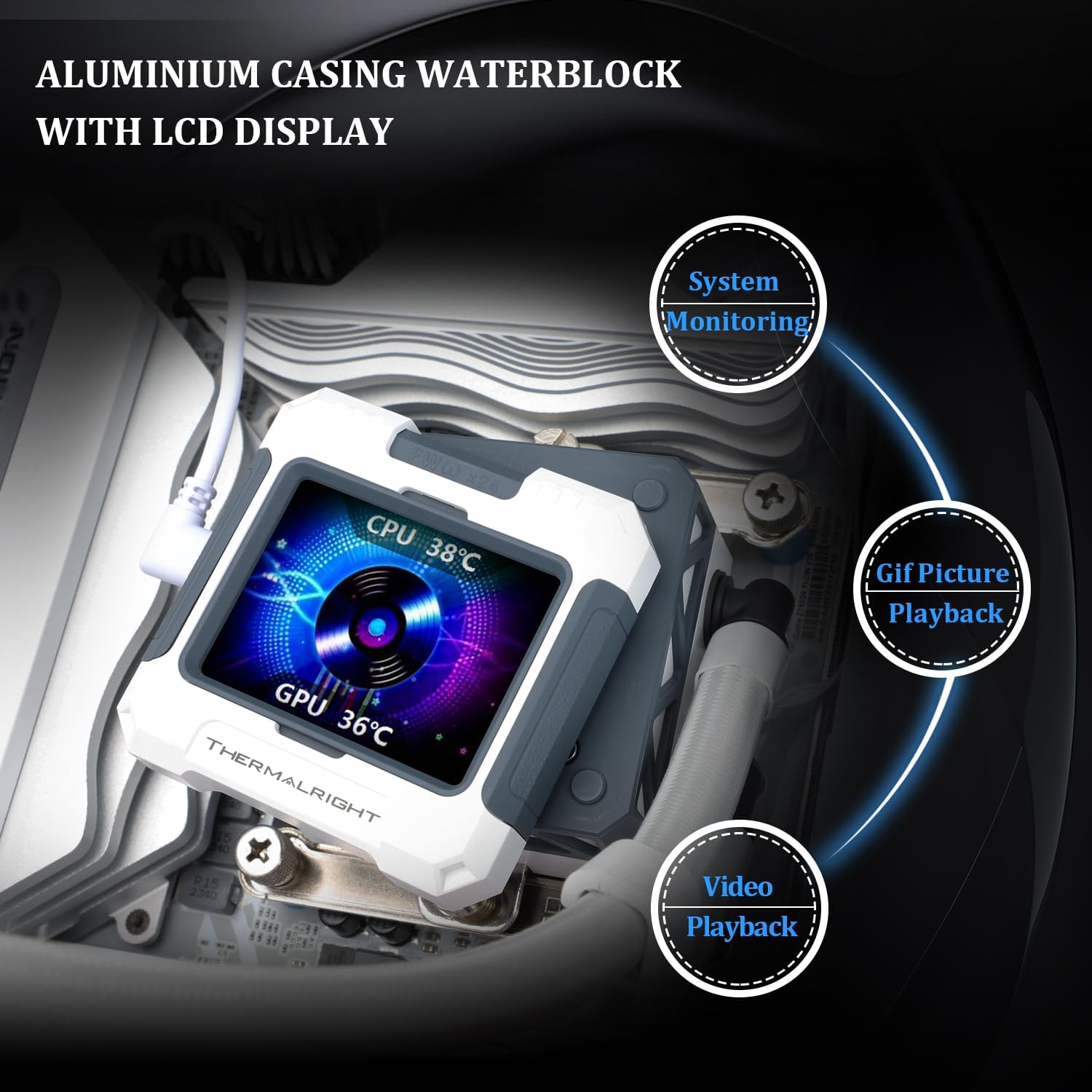 Thermalright FW360 SE ARGB White CPU AIO Cooler,PC 360 Specification Water Cooler System,IPS LCD Screen with 320 * 240 Resolution,for AM5,Intel LGA1700/1851,CPU Comes with 2-inch LCD Display