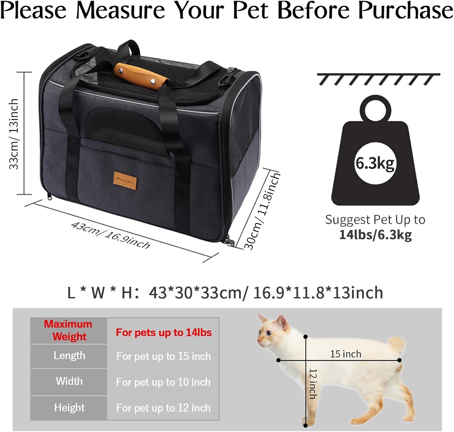 Morpilot Cat Carrier, Portable Pet Carrier Bag for Cats and Small Dogs, Foldable Soft Sided Cat Transport Carrier, Airline Approved Pet Travel Carrier with Shoulder Strap, Removable Mat and Pet Bowl 6 71SuA7DSAiL. AC SL1500