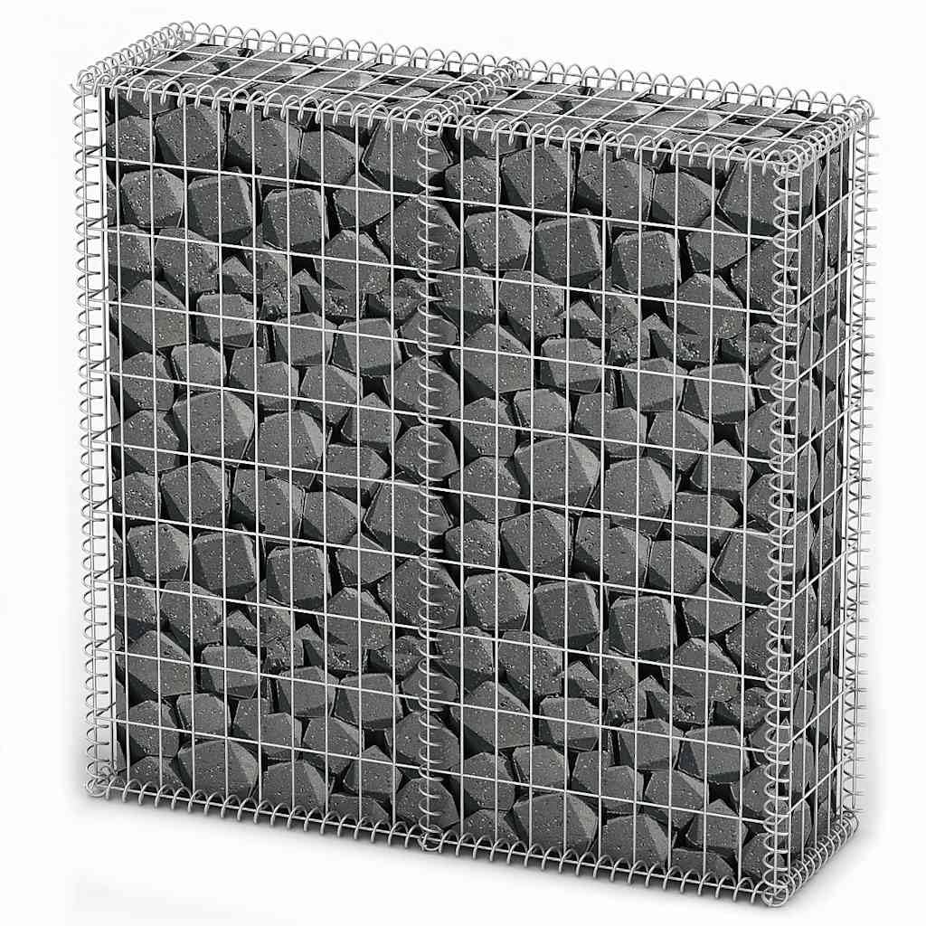 vidaXL Gabion Basket with Lids Galvanised Wire – Rust-Proof, Weather-Proof, Stable and Durable – Easy Assembly – Ideal for Garden Projects – Size: 100 x 100 x 30 cm (H x L x W)