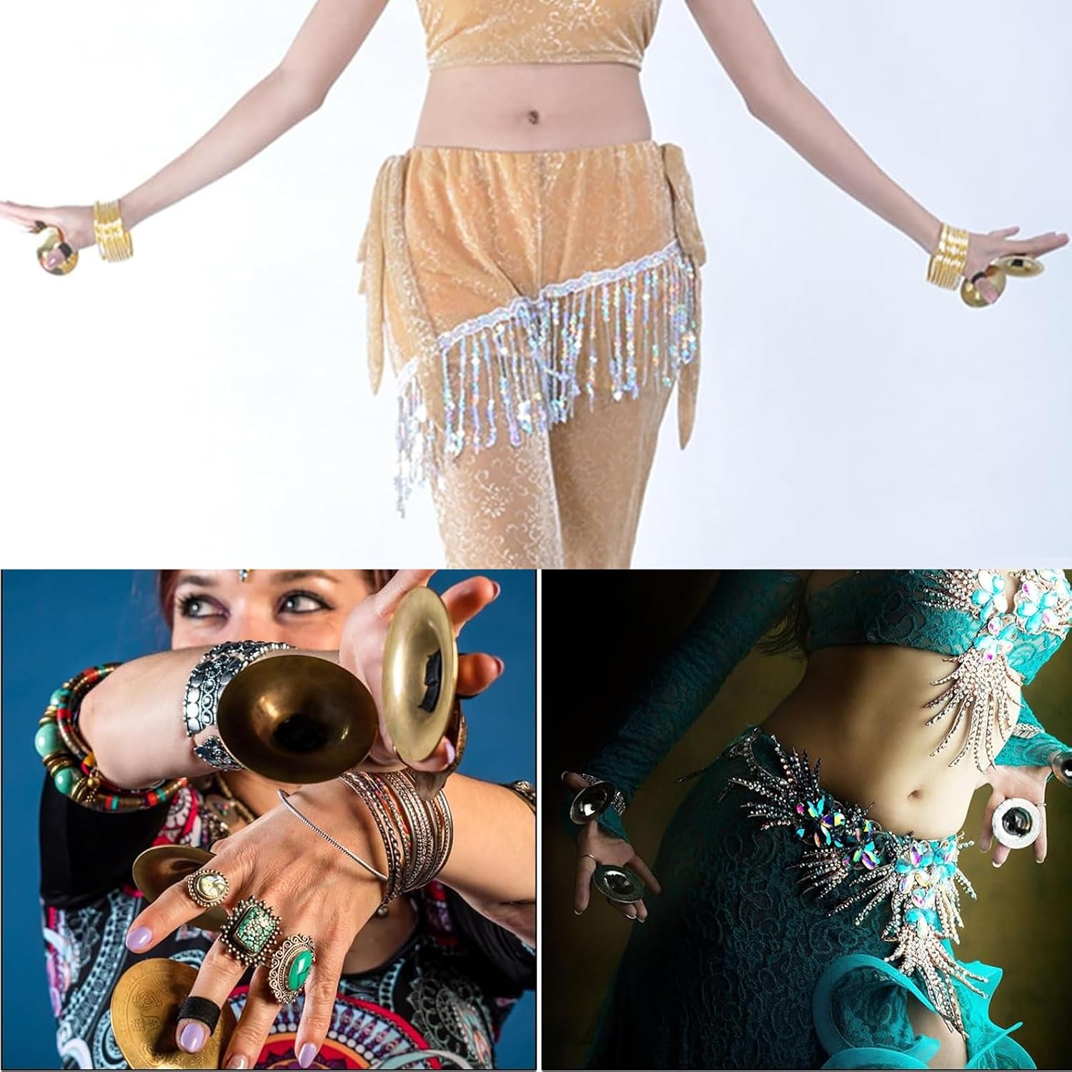 2 Pairs Finger Cymbals Professional Cymbals Belly Dancing Finger Dance Finger Zills Finger Dance Zills Small Musical Instrument for Dancer Party