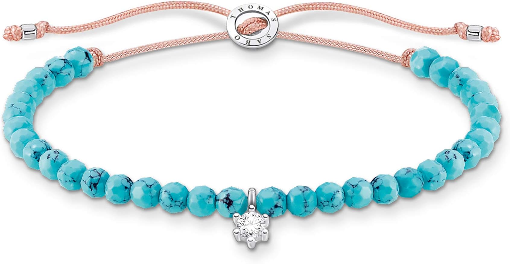 bracelet black beads with white stone 925 sterling silver A1987