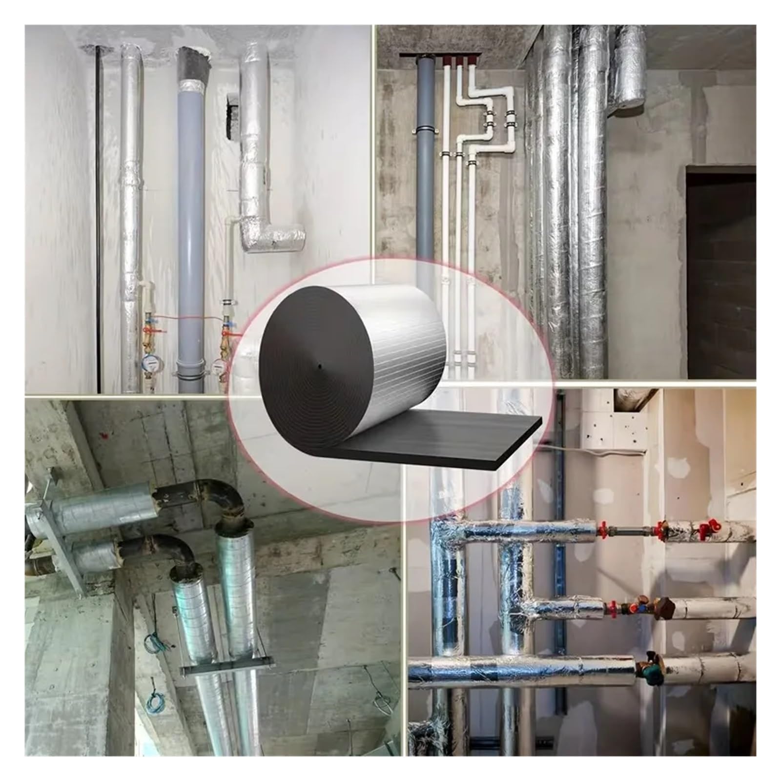 Selbstklebender Aluminiumschaum Rohrisolierungsfolie, Schaumstoff-Aluminiumfolienband, selbstklebendes Frostschutz-Wärmedämmpad
