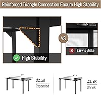 Vista 5 de Juego de mesa de comedor de 63 pulgadas para 4-8, juego de mesa de cocina extensible de 3 piezas con 2 bancos, marco de metal y tabla de madera