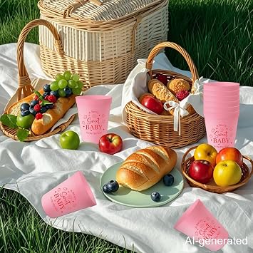 Usumz Berry Sweet Baby Plastic Cups A Berry Sweet Baby Is on the Way Decorations 16oz Pink Strawberry 1st Birthday Reusable Cups 12Pcs