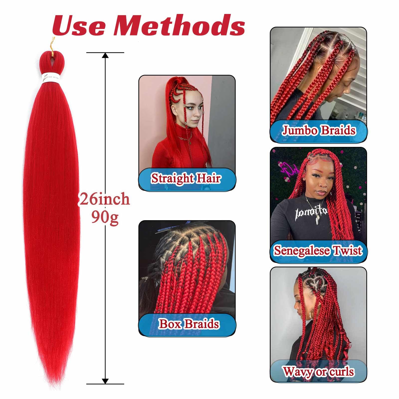Amazon.com : Royota Red Braiding Hair Pre Stretched Easy Braiding